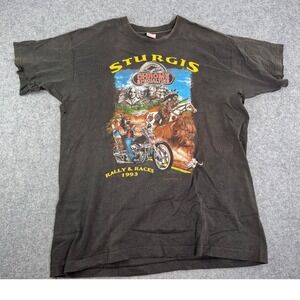 1993 Sturgis Fruit of the Loom Mens XL Graphic T Shirt Motorcycle Skull USA Made